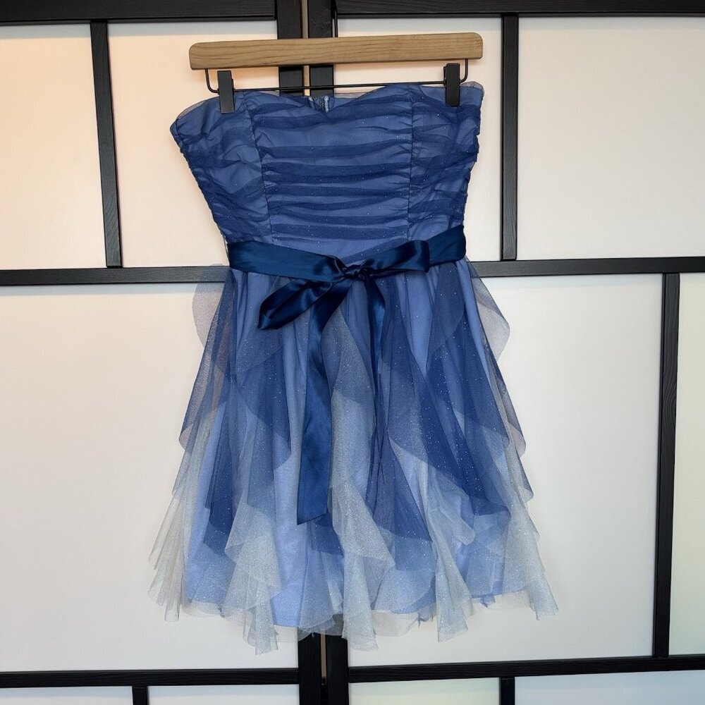Y2K Teeze Me Babydoll Strapless Dress Blue Fairy Coquette Whimsigoth JUNIORS 11